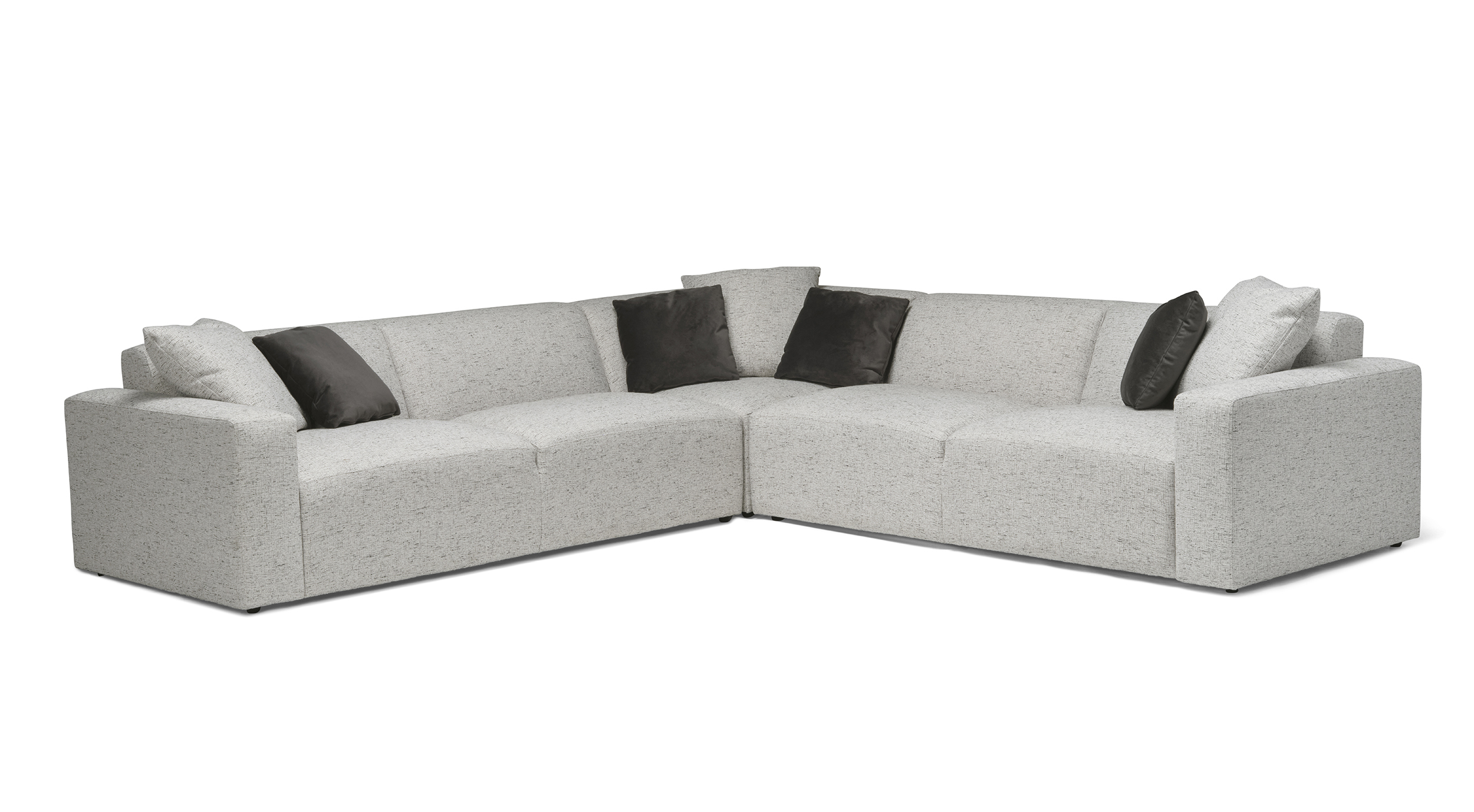 Grey pearl sectional sofa with five half seats is made in Canada